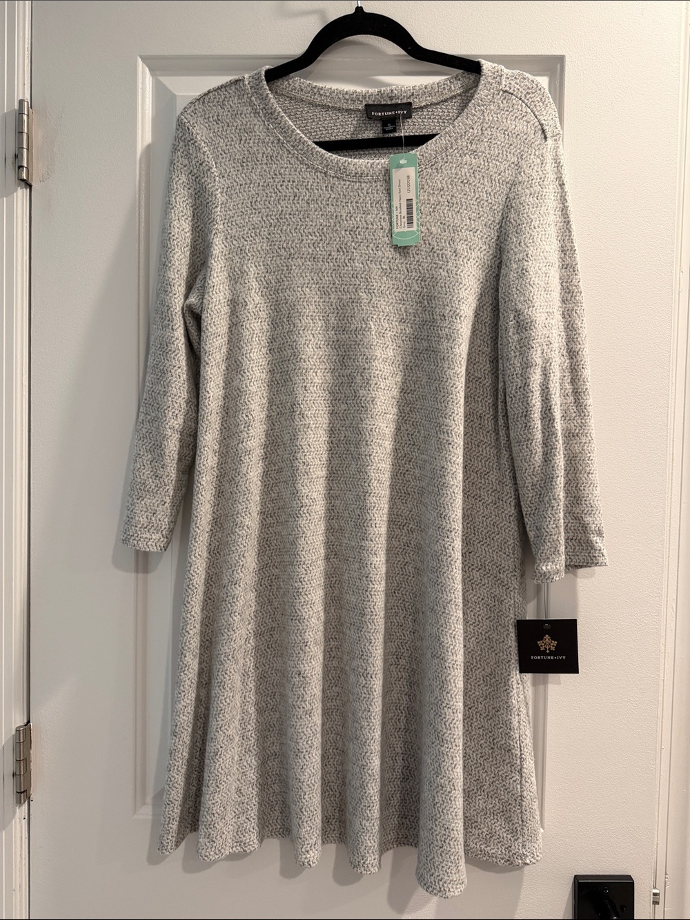 Heather Gray Knit A-Line Midi Dress